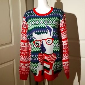 Ugly Christmas Sweater Hipster Llama